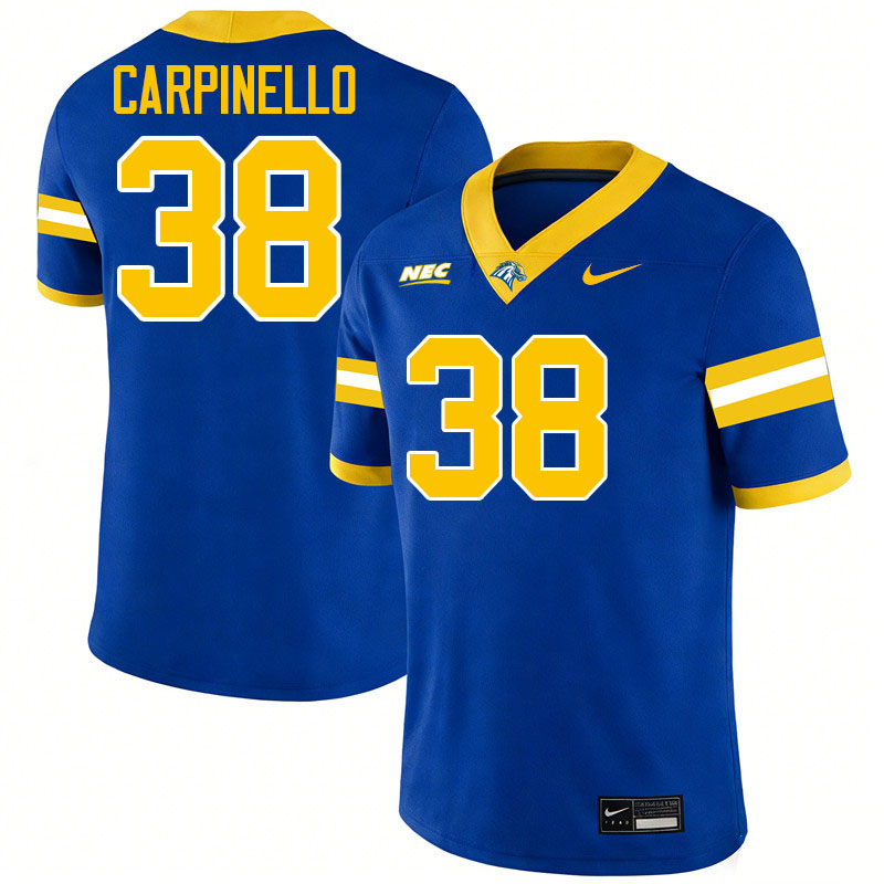 New Haven Chargers #38 Nick Carpinello College Football Jerseys,Uniforms Stitched-Blue